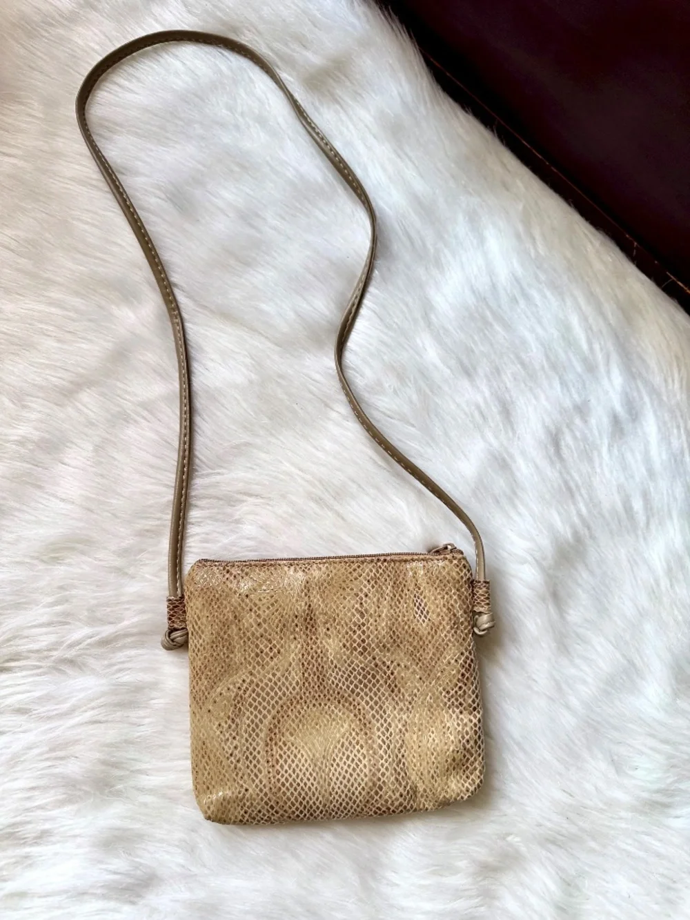 Snakeskin Embossed Mini Shoulder Bag Beige Neutral Y2K-inspired‎ silhouette